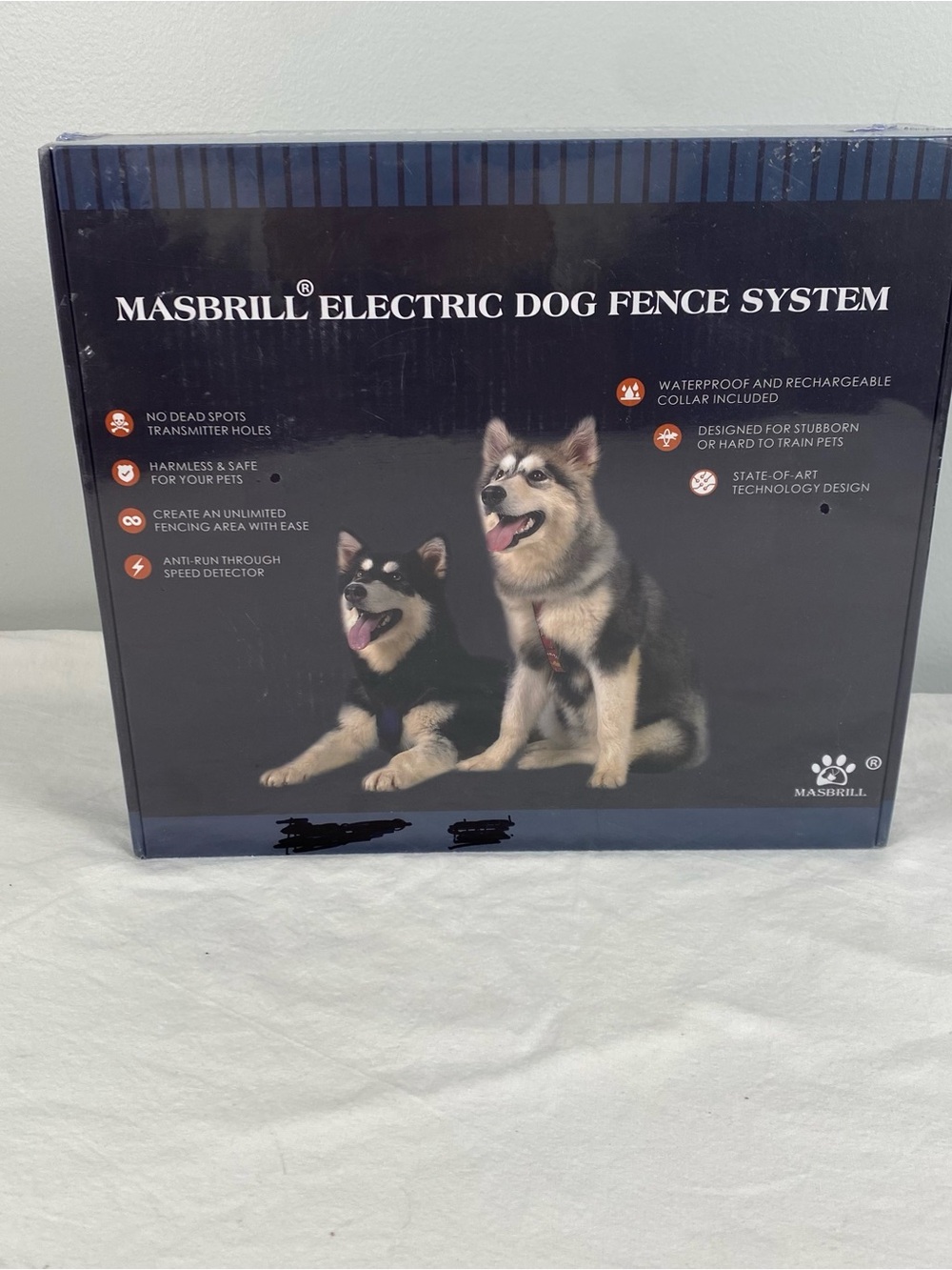 MASBRILL Electric Dog Fence System Rechargeable Waterproof Collar NIB